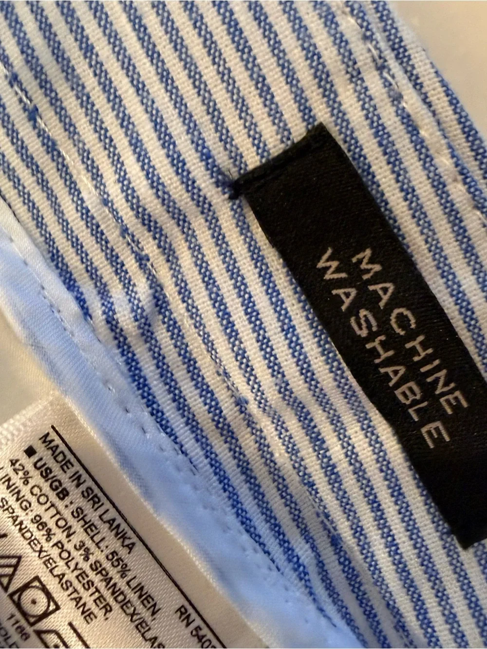 BANANA REPUBLIC AVERY Stretch Linen Blend Pants Blue & White Stripe Sz 6 NWT